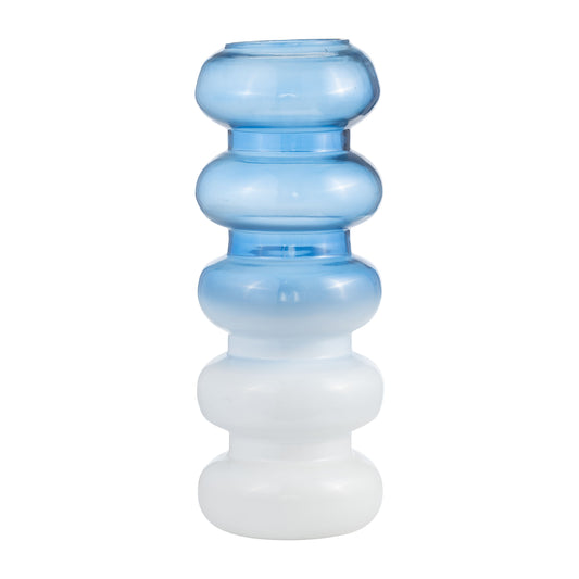 Glass, 17"h Accordion Vase, Blue