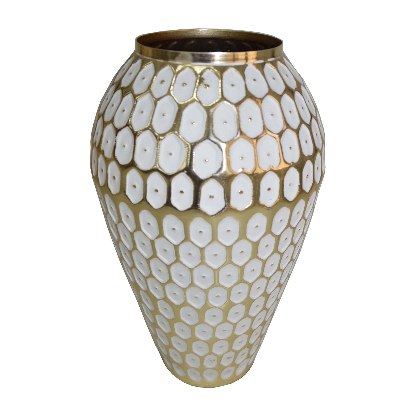 Metal, 11" Tribal Urn Vase, Gold