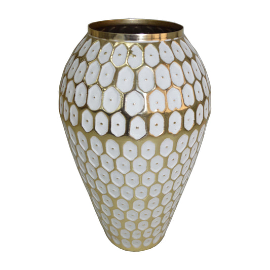Metal, 11" Tribal Urn Vase, Gold