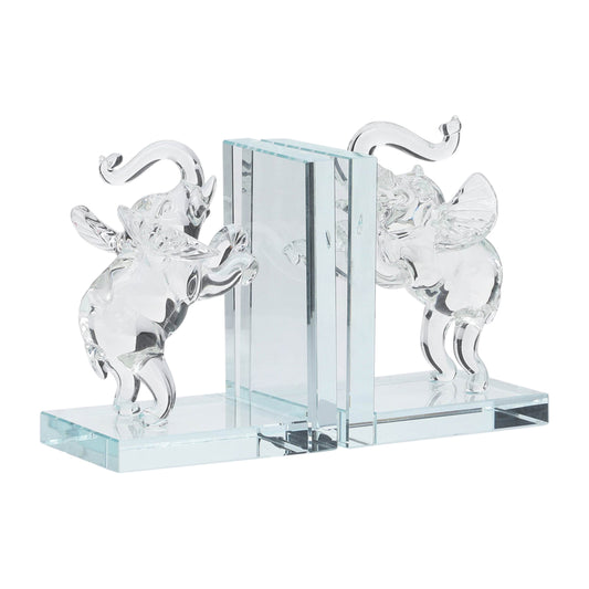Crystal, S/2 5"h Elephant Bookends