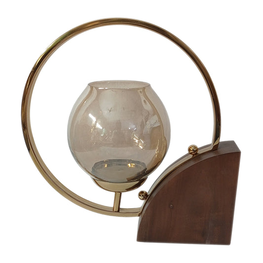 Metal, 14" Half-ring Candle Holder, Gold