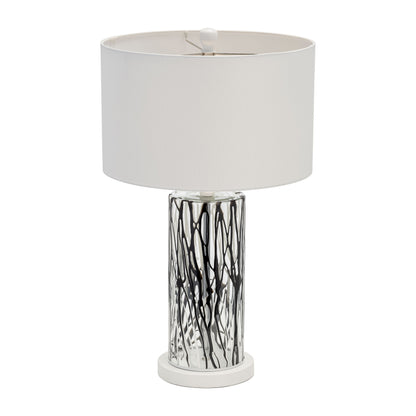 Glass, 25" Streaked Table Lamp, Black/white