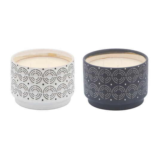 S/2 Swirls Citronella Candle, 7" Gray/white 27oz