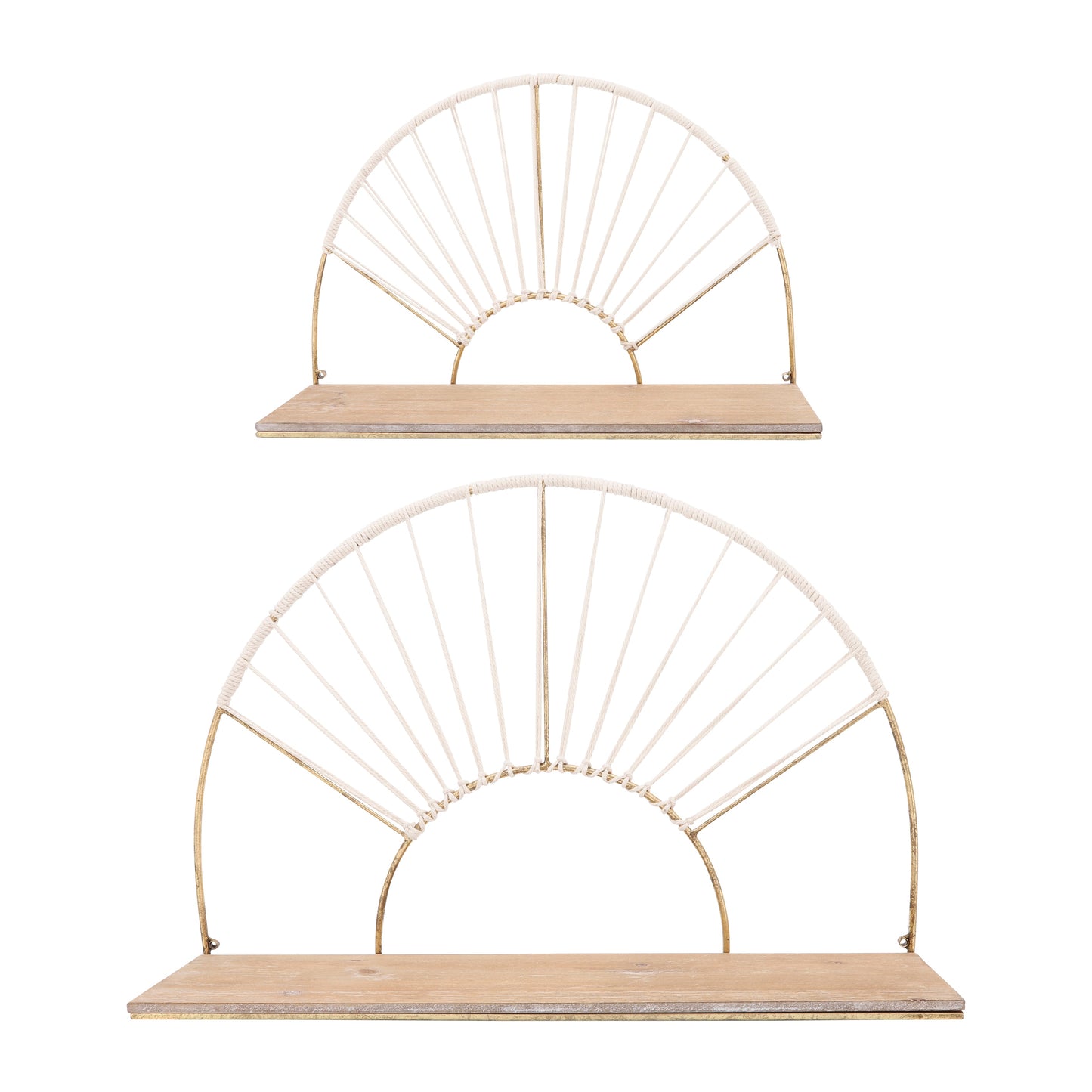 Metal/wood, S/2 13/16"h Arched Wall Shelves, Gold