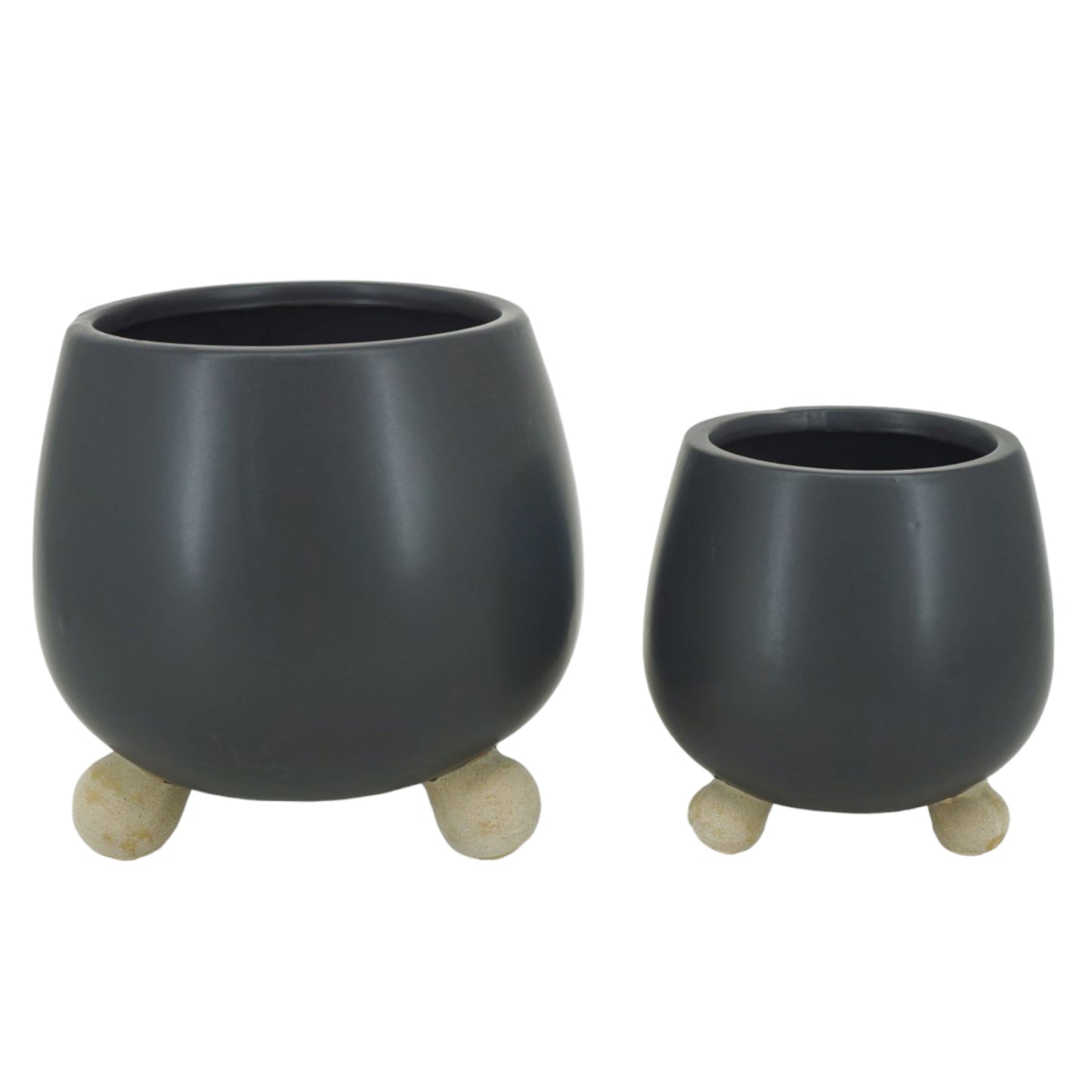 S/2 6/8" Knobby Feet Planters, Black