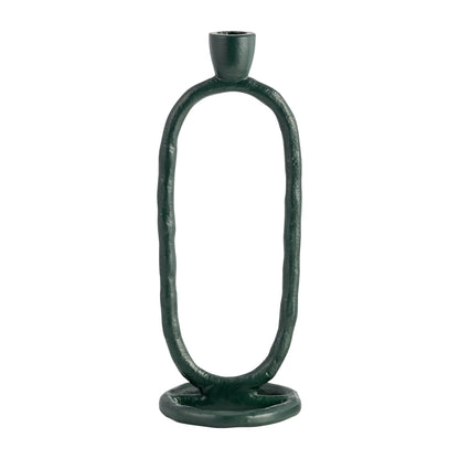 Metal, 11" Open Oval Taper Candleholder, Dark Gree