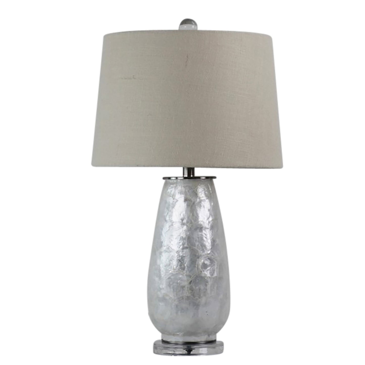 28" Capiz Table Lamp Acrylic Base, Champagne