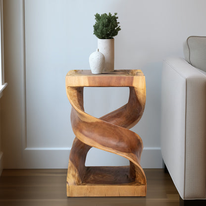 Wood, 18" Twisted Accent Table, Natural