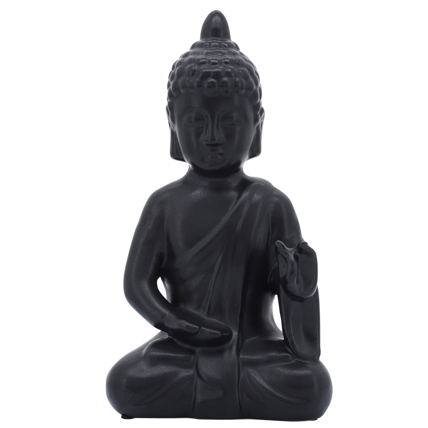 10", Black Ceramic Seated Buddha