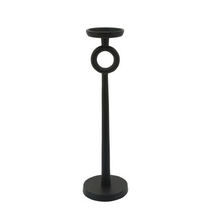 17"h Metal Candle Holder, Black