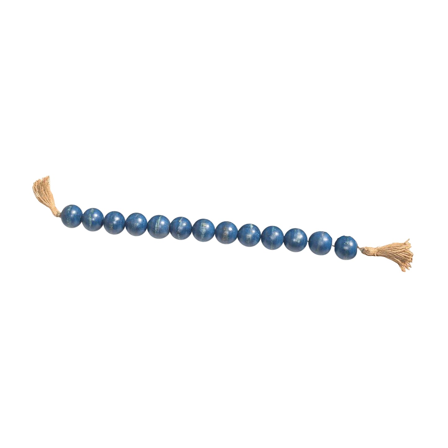 Wood, 32x2 Large Bead Garland W/ Tassel, Teal/blu