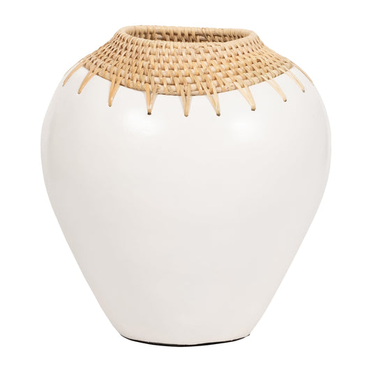 Terracotta, 10"h Vase, White/brown