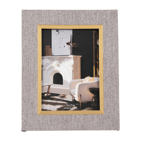 5x7 Linen W/ Gold Metal Frame, Multi