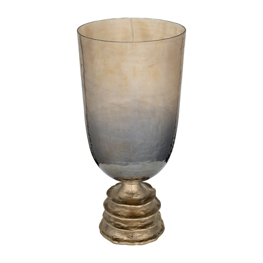 Glass, 21"h Hurricane Holder W/ Metal Stand, Champ