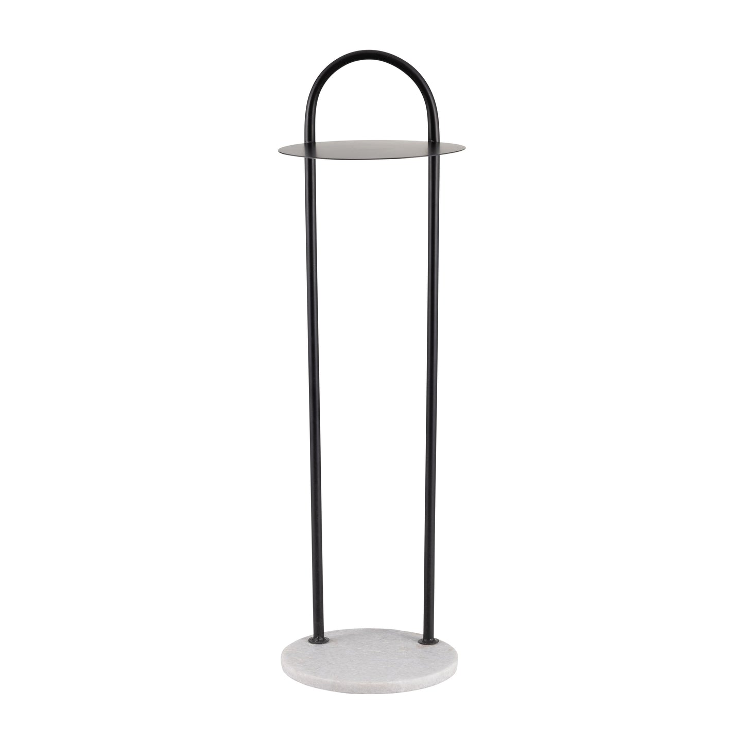 Metal/marble, 8"dx28"h Drink Table, Black/white