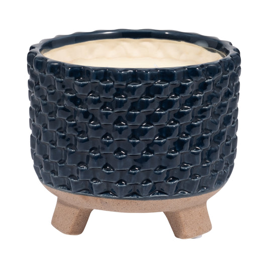 7" 27 Oz Ocean Mist Woven Candle, Navy