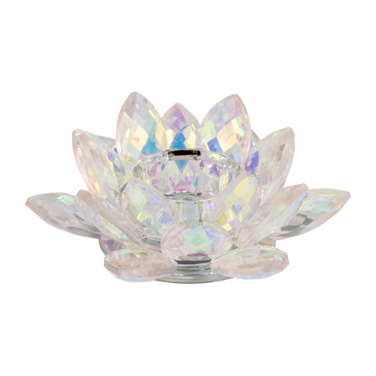 Blush Crystal Lotus Votive Holder 6"