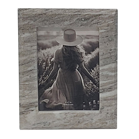 5x7 Curved Marble Photo Frame, Mocha