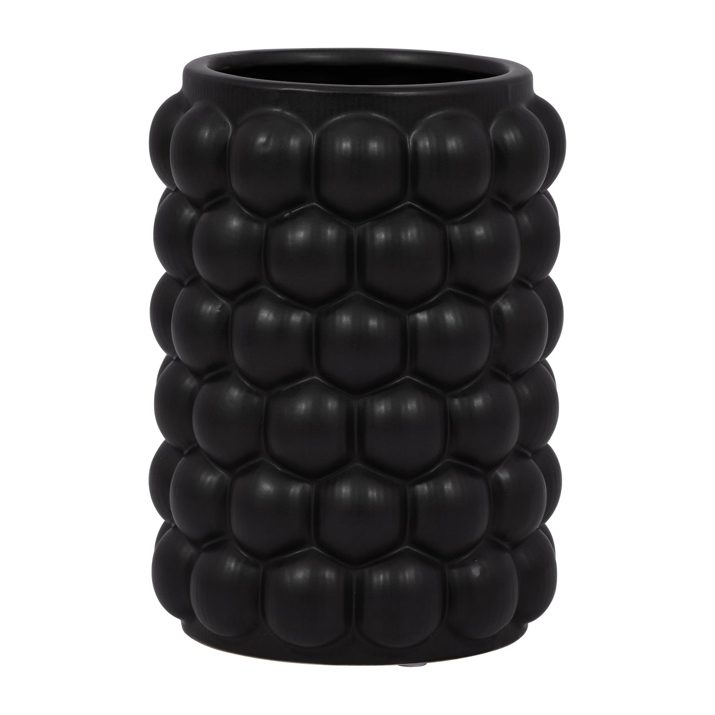 Cer, 7" Bubble Vase, Blk