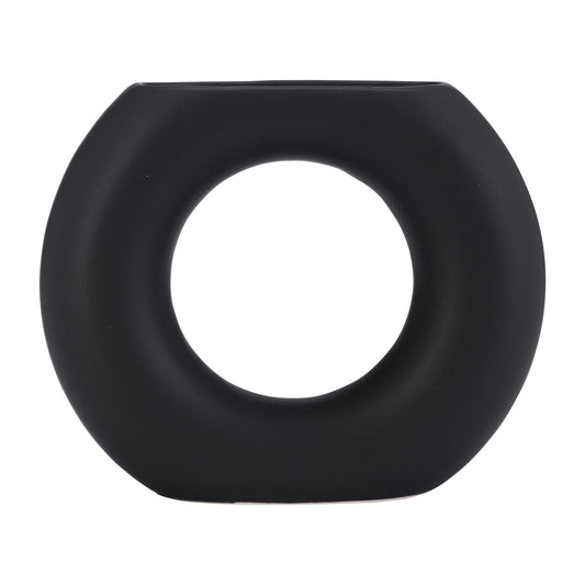 Cer, 5" Donut Vase, Black