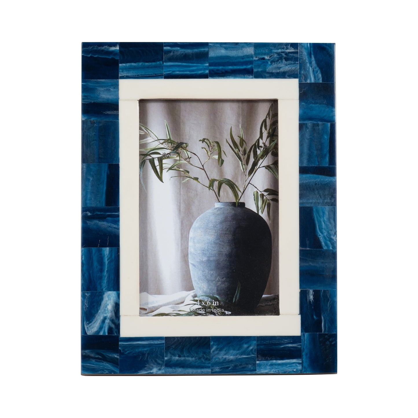 Resin, 4x6 Navy & White Border Photo Frame, Navy/w