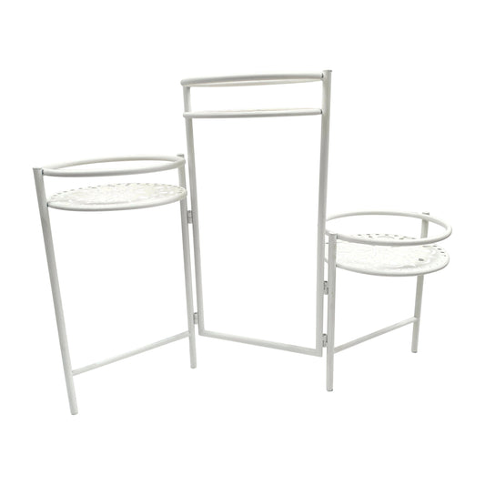 Metal, 22" Folding 3-tier Plant Stand, White