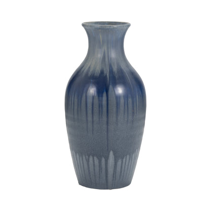 Cer, 16" Reactive Drip Vase, Blue
