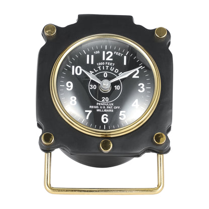 Metal, 6"h Altimeter Table Clock, Black