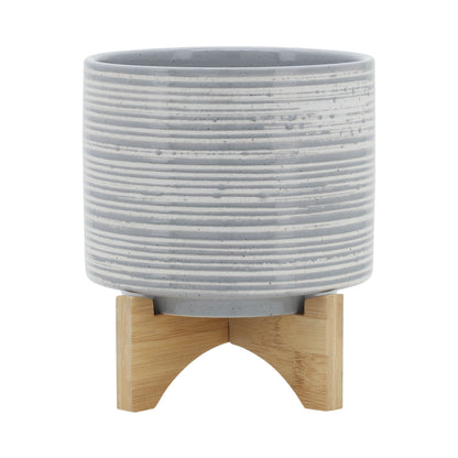 Ceramic 8" Planter On Stand, Gray
