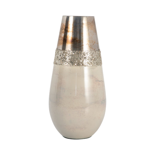 Glass, 12" Metallic Vase, Champagne