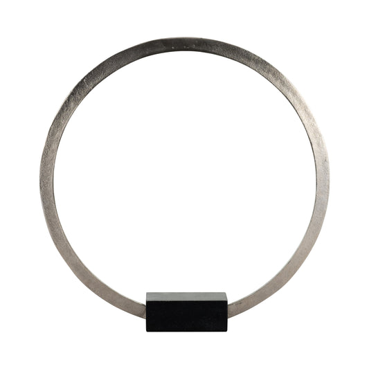 Metal,19",standing Ring W/base ,nickel/black