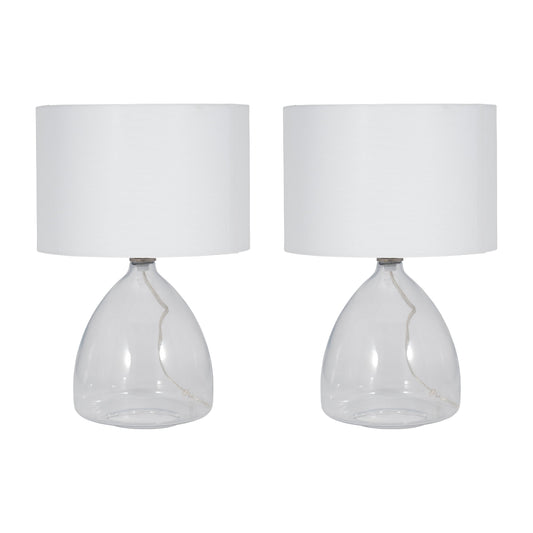 S/2 Glass 18" Table Lamp, Clear