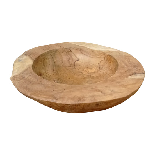 Wood, 16" Teak Organic Bowl, Natural