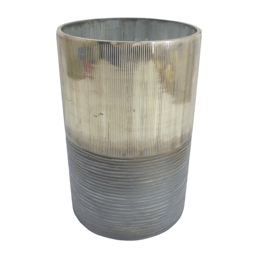 Glass, 9" Metallic 2-tone Vase, Silver
