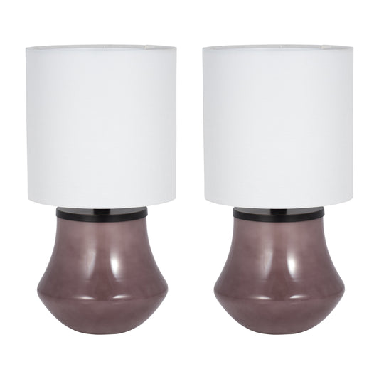 S/2 Glass 18" Table Lamp, Java