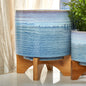 Ceramic 8" Planter On Stand, Blue Fade