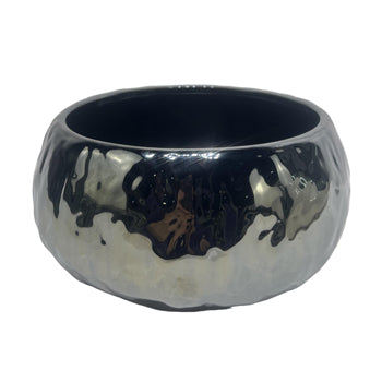 10" Iridescent Bowl Planter, Black