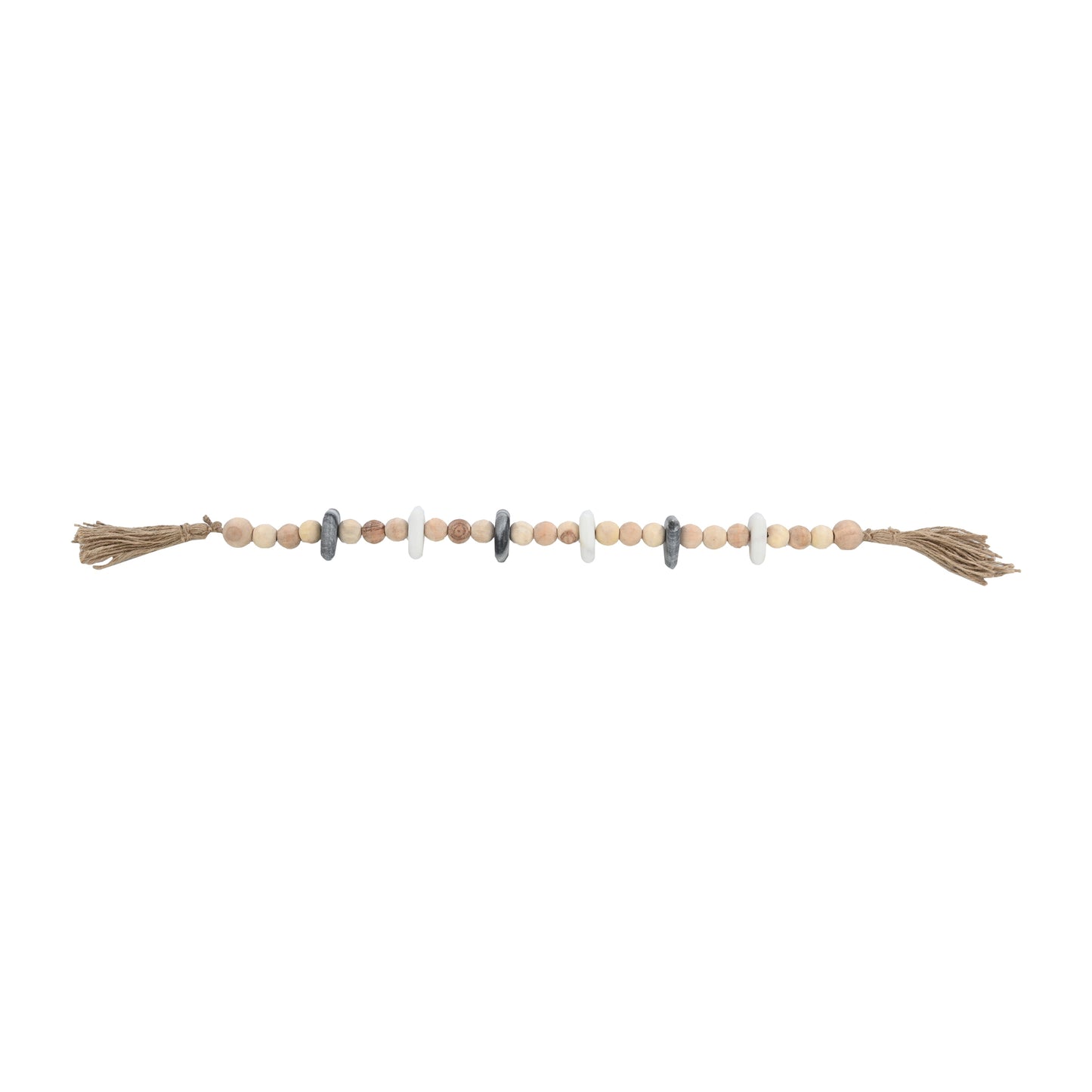 Wood, 36" Small Bead Garland W/ Marble Hearts, Mul