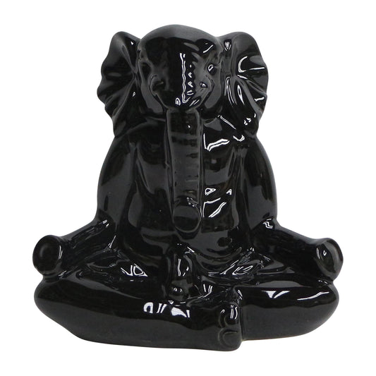 Cer, 7" Yoga Elephant, Blk