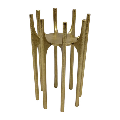 Metal, 8" Candleholder With Spike Legs, Gold