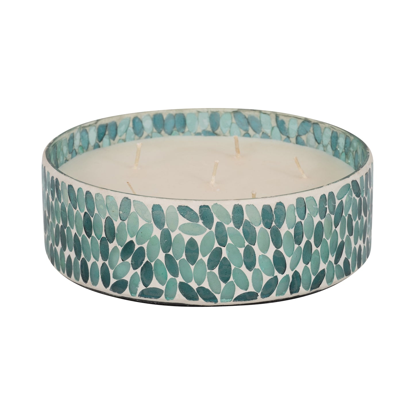 Glass, 8" 49 Oz Mosaic Bowl Scented Candle, Blue M