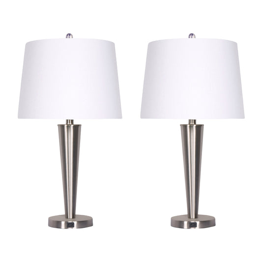 Metal,s/2,25"h,slim Cone Table Lamps,nickel