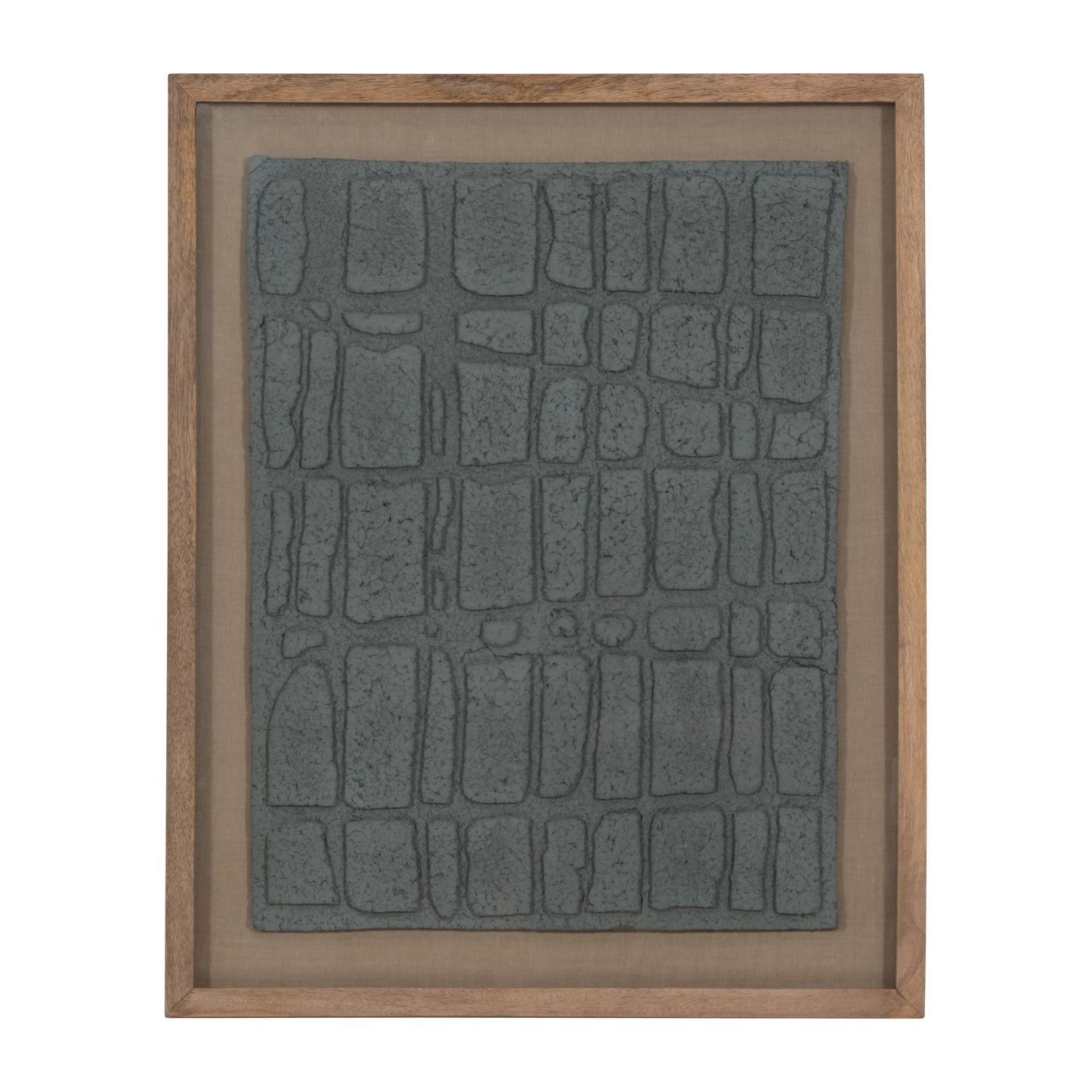 28x35 Paper Mache Wall Art Framed Glass, Dk Gray