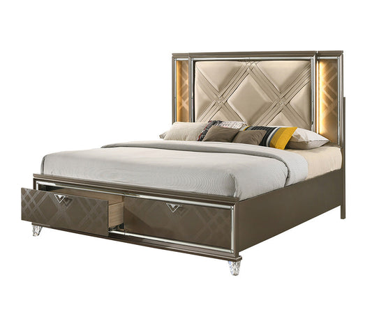 Skylar Ek Bed W/Led & Storage