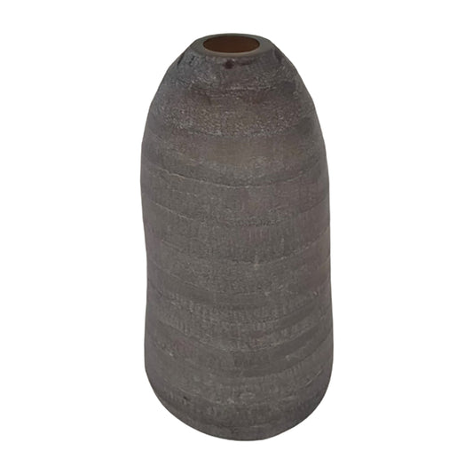 Glass, 17" Ridged Vase, Smokey Brown