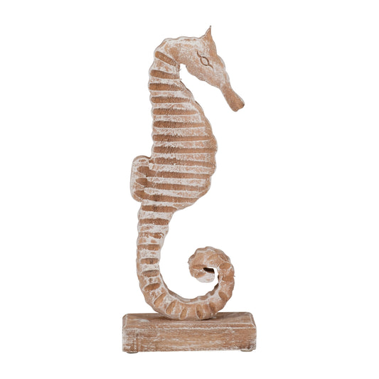 Wood, 13"h Seahorse, Rustic White