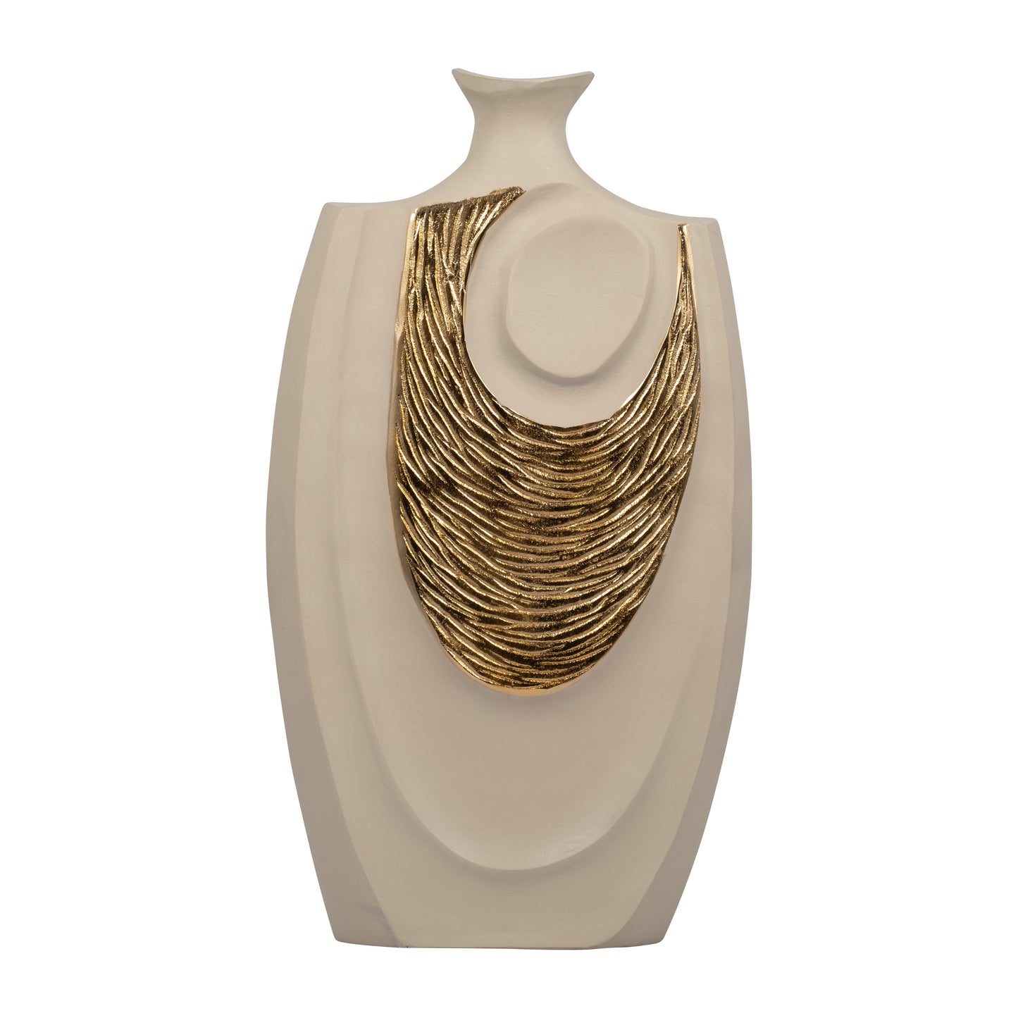 Metal, 23" Embossed Swirl Vase, Gold/nude