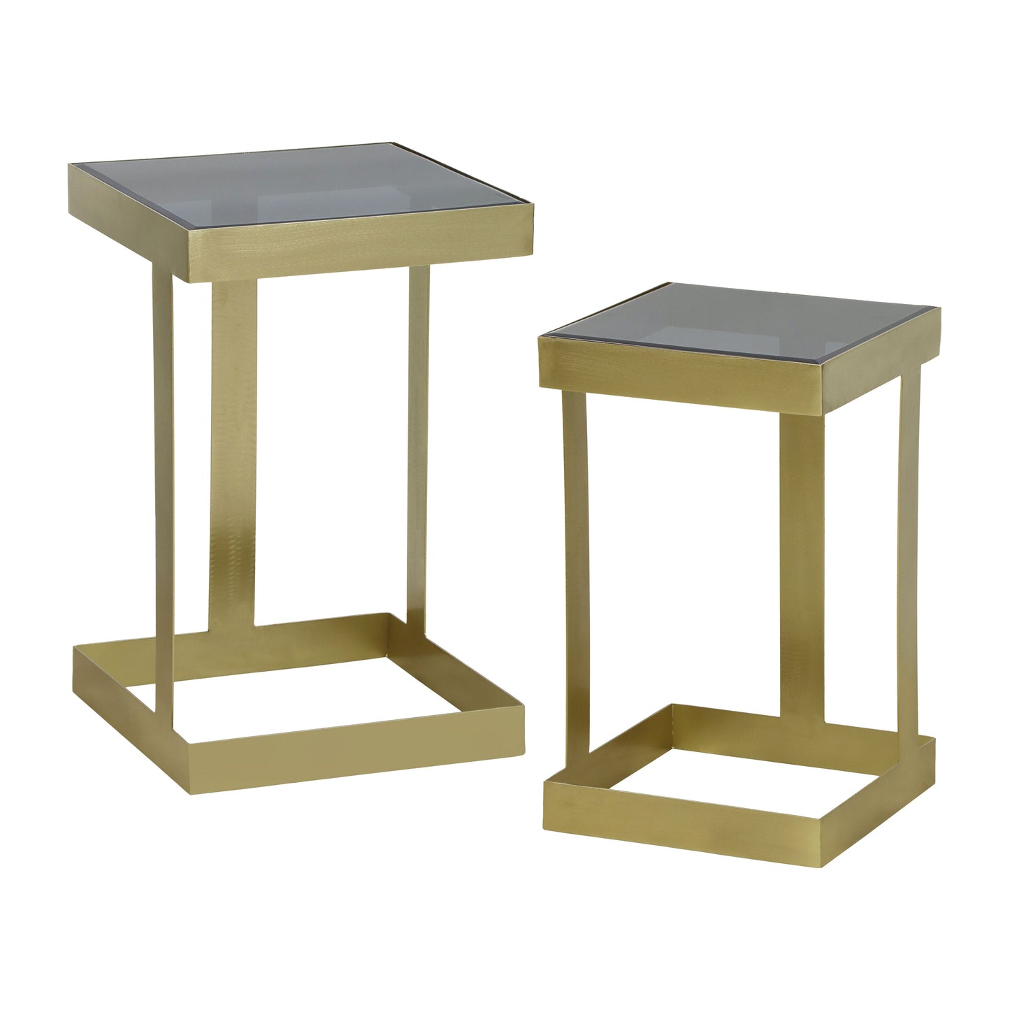 Metal, S/2 20/22" Square Contemporary Side Tables,