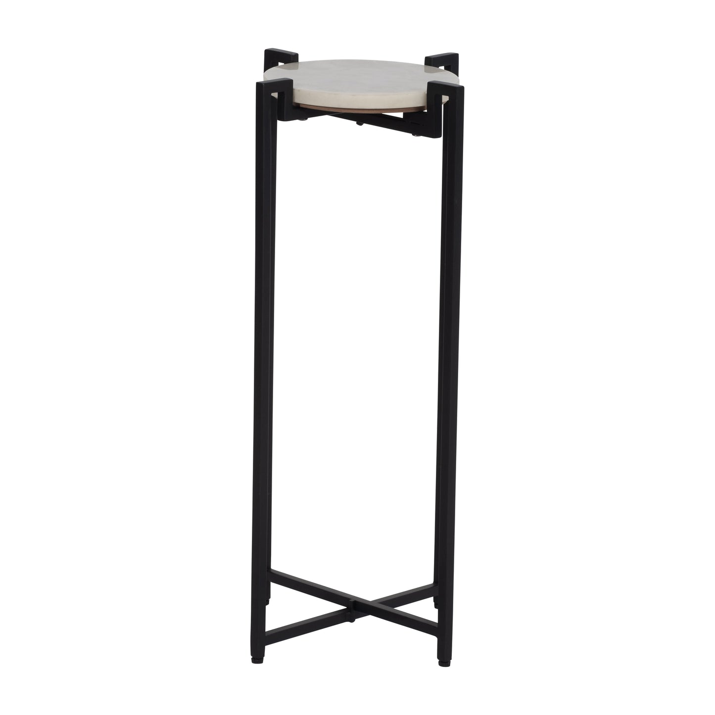 25" Marble Top Accent Table, Blk Kd