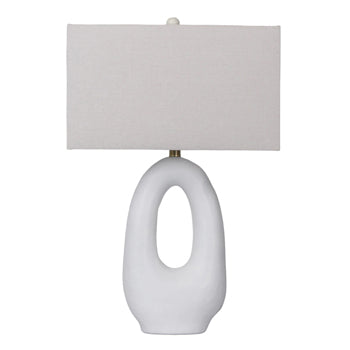 27" Open Cut-out Oval Table Lamp, White